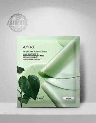 ANUA Heartleaf 70 Soothing Collagen face Mask for Glass Skin, hyaluronic acid, Collagen, Soothing & hydration Facial Mask for Sensitive Skin, Natural Color, (38g, 4ea)