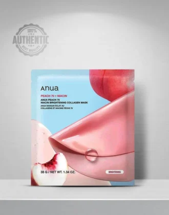ANUA Peach 70 Niacin Brightening Collagen Mask for Glass Skin, Niacinamide, Collagen Facial Mask, Glow up with Hydration, Natural Color, Korean Skin Care (38g, 4ea)
